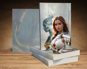 Custom Premade Fantasy Book Cover Woman Knight in Forest