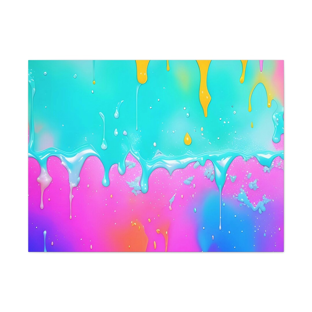 Abstract Pastel Colored Running Paint AI Art on Canvas Etsy