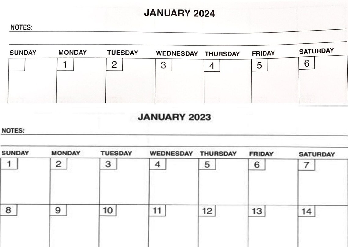 2 Year 2023 2024 Checkbook Size 3x 6 Calendar Etsy