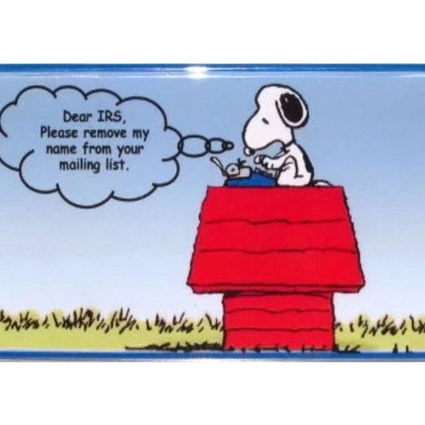 Snoopy IRS Peanuts Charlie Brown  | Checkbook Cover | 50 Page Checkbook Register | Photo Credit Card Holder |