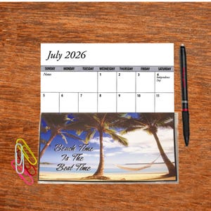 2 Year Checkbook Size 3"x 6" Calendar Choice of Ocean Beach 2026 2027 Planner with Free Notepad