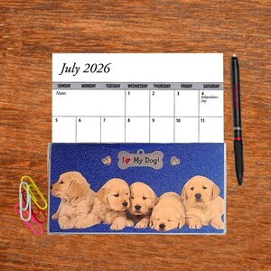2 Years 2026 2027 Pocket Calendar Bling Glitter Dog Puppy Choice Planner Free Notepad