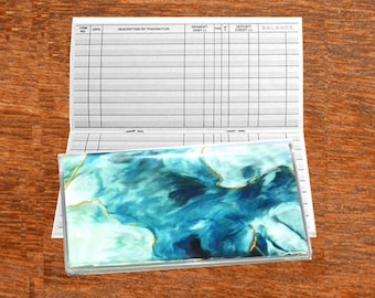 Checkbook Cover | Ocean Blue | 50 Page Checkbook Register | Photo Credit Card Holder