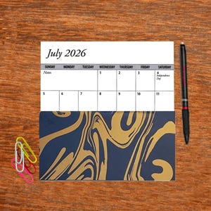 2 Full Years 2026 2027 Pocket Calendar Color with Gold Swirl Choice Planner Free Notepad