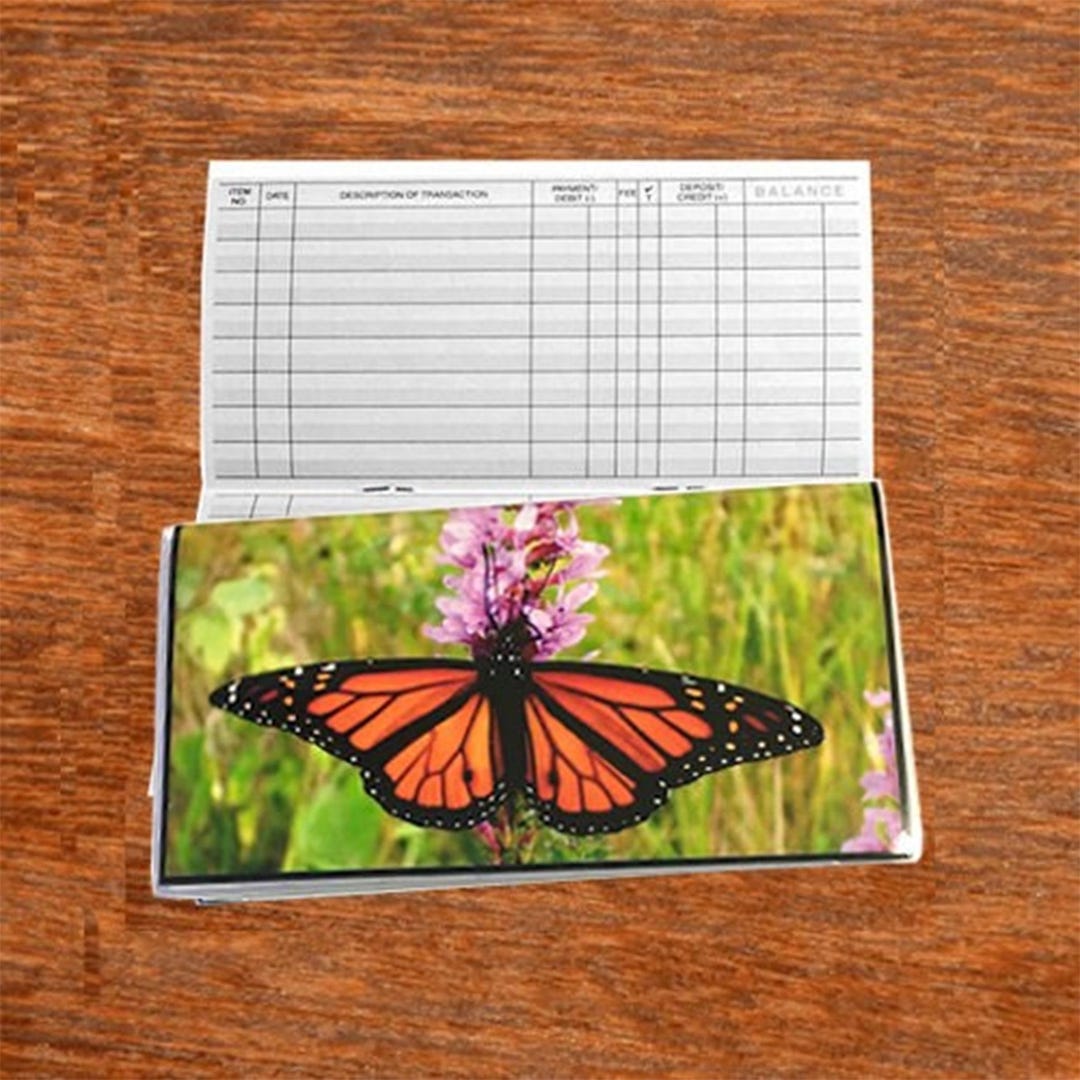 Checkbook Cover Butterfly Choice With Free 50 Page Checkbook Register ...