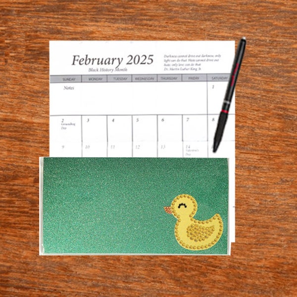 2 Year 2024 2025 Bling Glitter Pocket Calendar Planner | Ducky Duck | Notepad