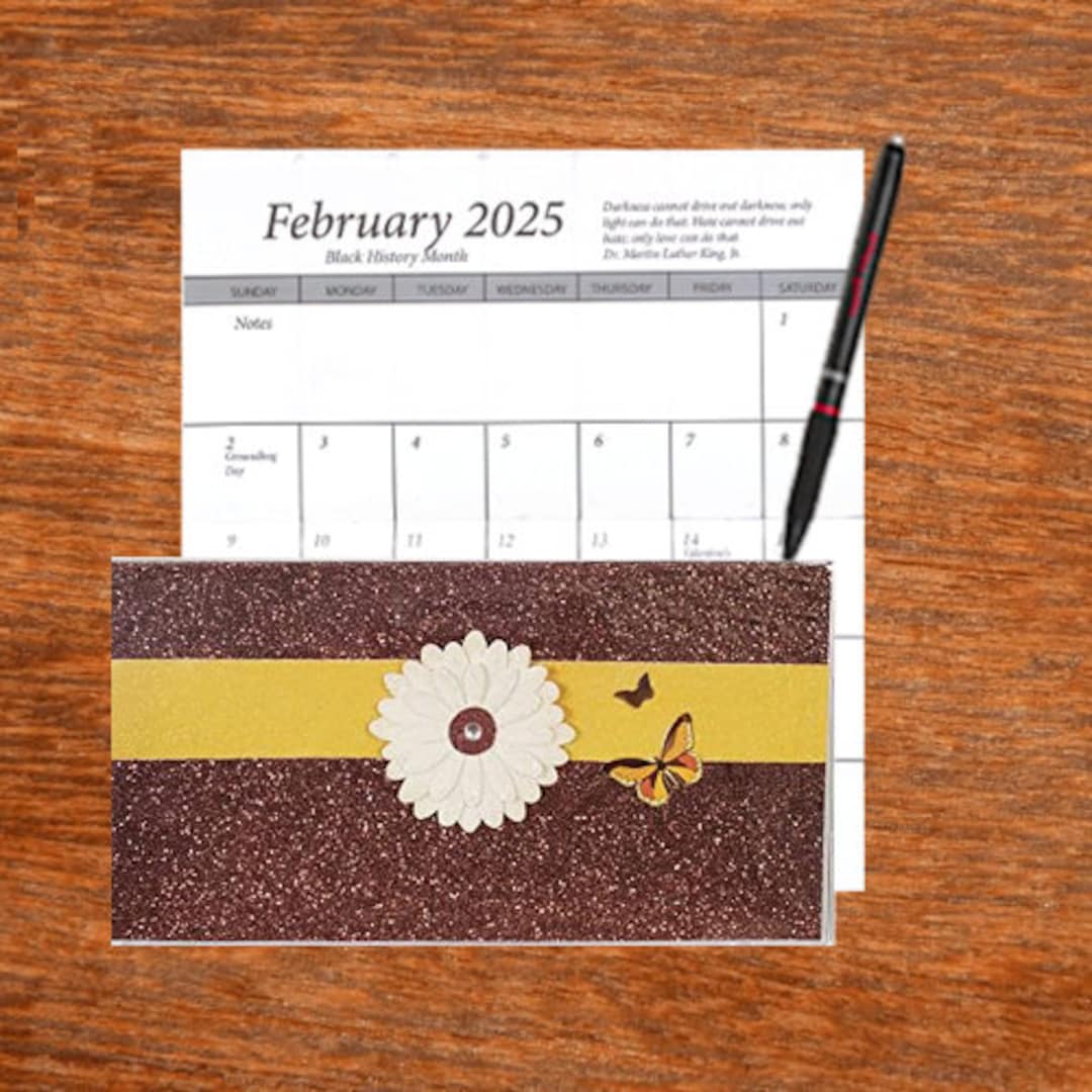 2 Year 2024 2025 Pocket Calendar Planner Bling Glitter Brown Gold ...
