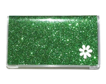 Checkbook Cover | *Your Color Choice* with White Flower | 50 Page Checkbook Register | Photo Credit Card Holder