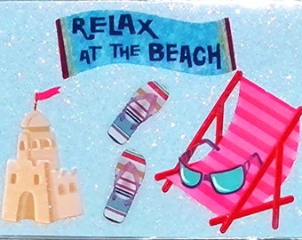 RFID Protected Debit Credit Card Holder | Relax at the Beach | Mini Register | Photo Insert