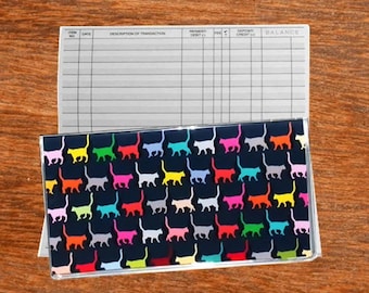 Checkbook Cover Colorful Cats with Free 50 Page Checkbook Register