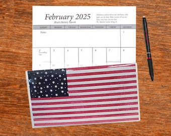 3 Year 2024 2025 2026 Pocket Calendar Planner | American Flag | Notepad