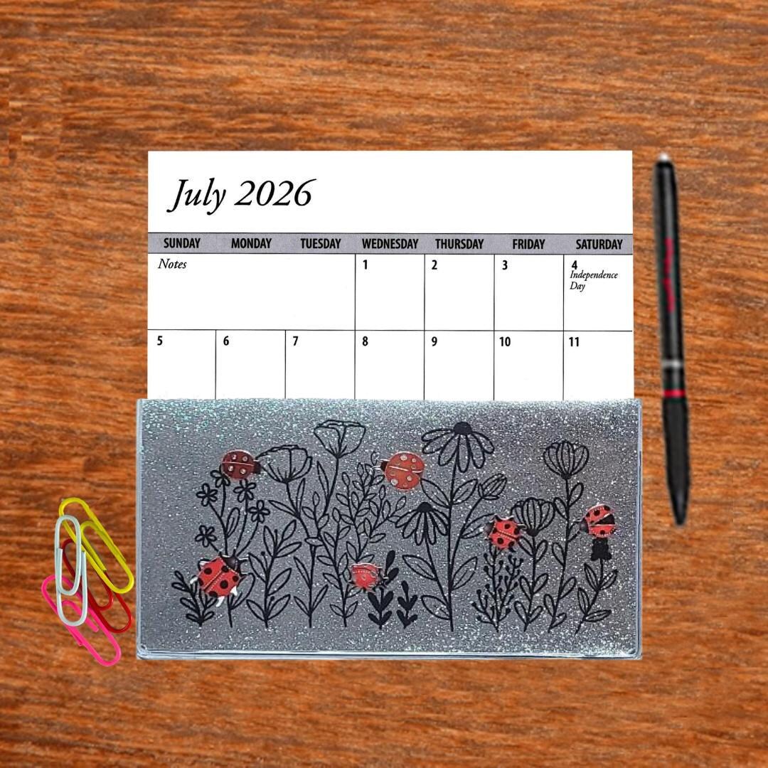 3 Full Years Bling Glitter Pocket Calendar Choice of Flowers Bugs ...