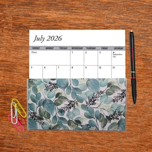 3 Full Years 2026 2027 2028 Pocket Calendar Choice of Flowers Leaves Trees Planner Free Notepad