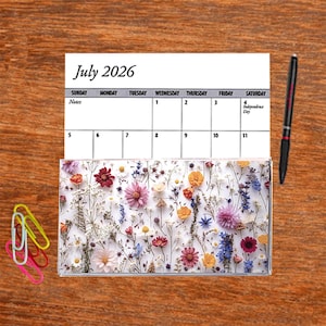 3 Full Years 2026 2027 2028 Pocket Calendar Choice of Flowers Leaves Trees Planner Free Notepad
