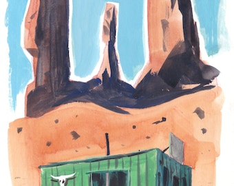 Monument Valley Cabin 8.3"x 5.8" original painting by Matt Jones