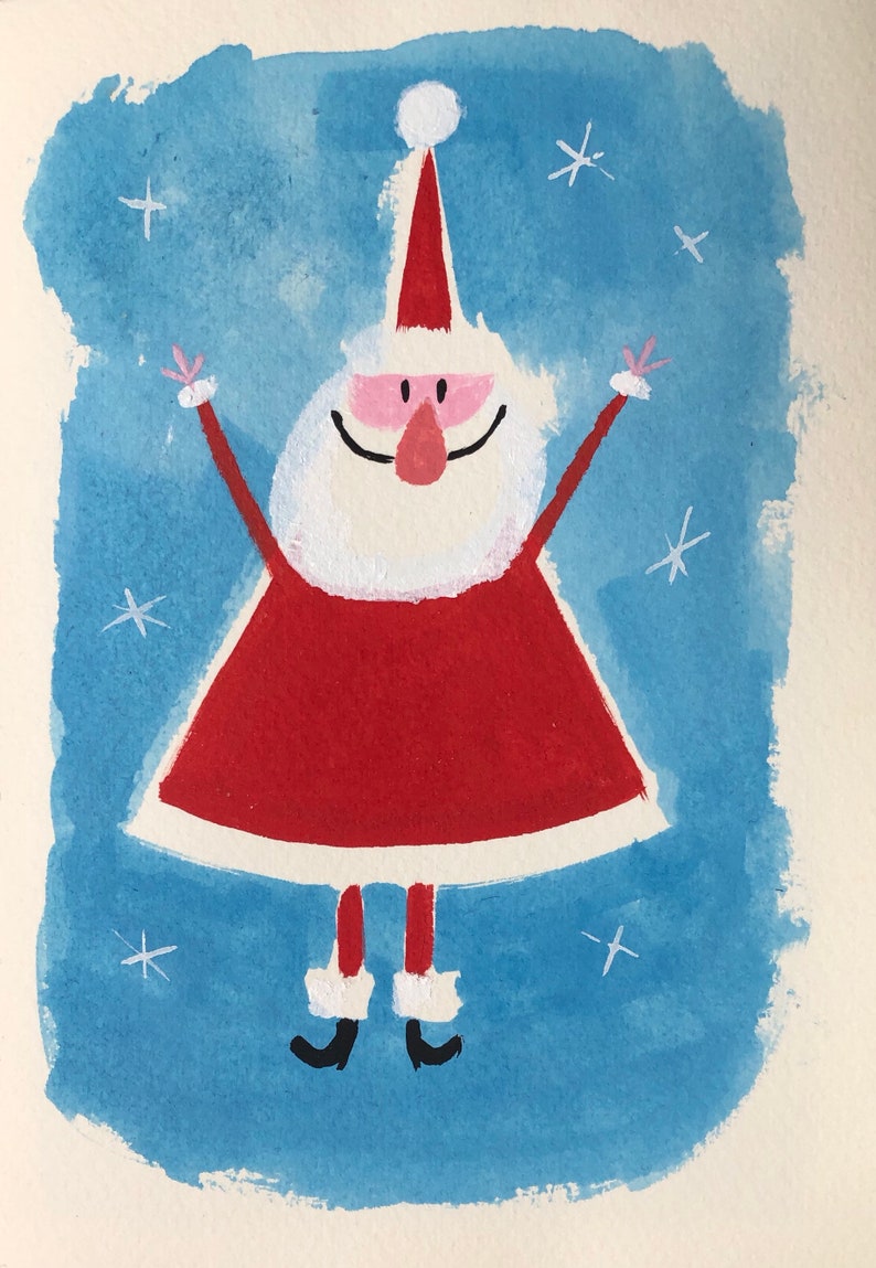 Santa Claus Painting Christmas Theme Original Holiday Artwork