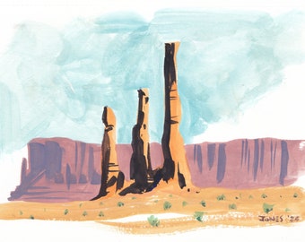 Monument Valley - 8.3"x5.8" original painting by Matt Jones