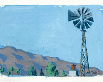 Desert Windmill Painting, Twenty Nine Palms, Joshua Tree