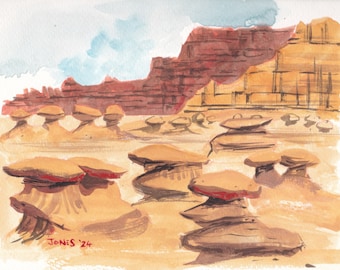 Goblin Valley, Utah 7.75"x 9.75" original painting by Matt Jones