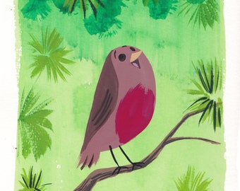 Christmas Robin 4 original painted art by animation artist Matt Jones