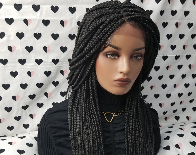 Braided Wig Box Braids Lace Front Wigs for Black Women 1b - Etsy