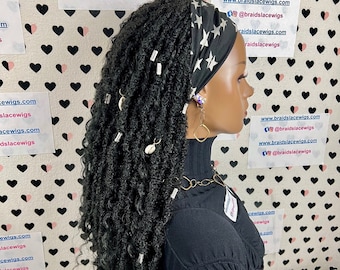 Headband Wig Boho Goddess Loc Distressed Curly Faux Dread Locs Wigs For Black Women With Accessories Included