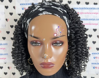 Pelucas trenzadas con diadema y rizos cortos para mujeres negras con rizos en espiral.