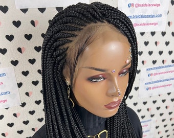 Side Cornrows Wig Box Braids Braided Lace Frontal Full Lace Wigs For Black Women