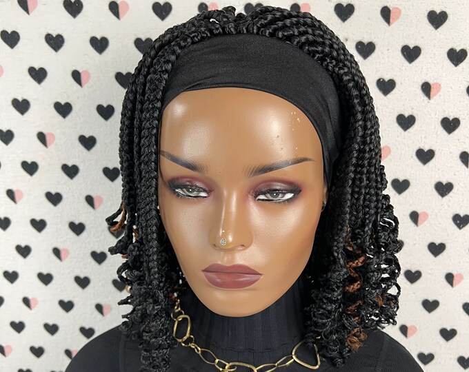 Curly Braids Headband Wig Braided Head Band Wig Braid Box Braids Wigs
