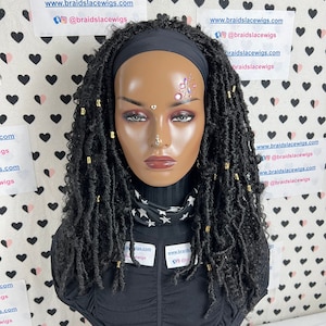 Headband Wig: Boho Goddess Faux Locs, Curly Braided Hair