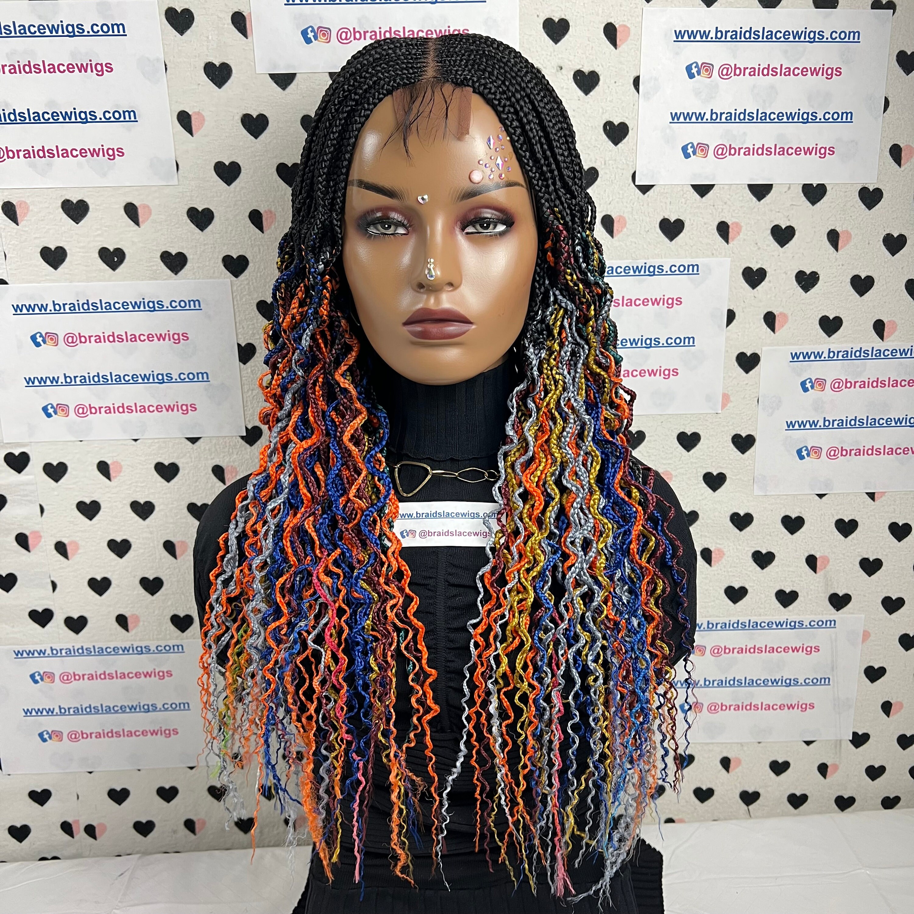 2x6 Lace Closure Cornrow Box Braids Braided Lace Wig Multi Color Black purchases Rainbow