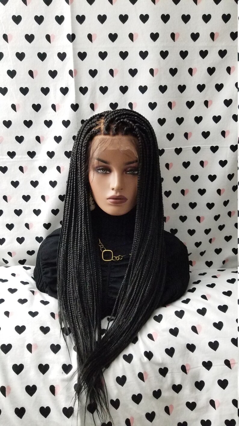 360 Lace Frontal Ponytail Braided Wig Handmade Box Braid Etsy