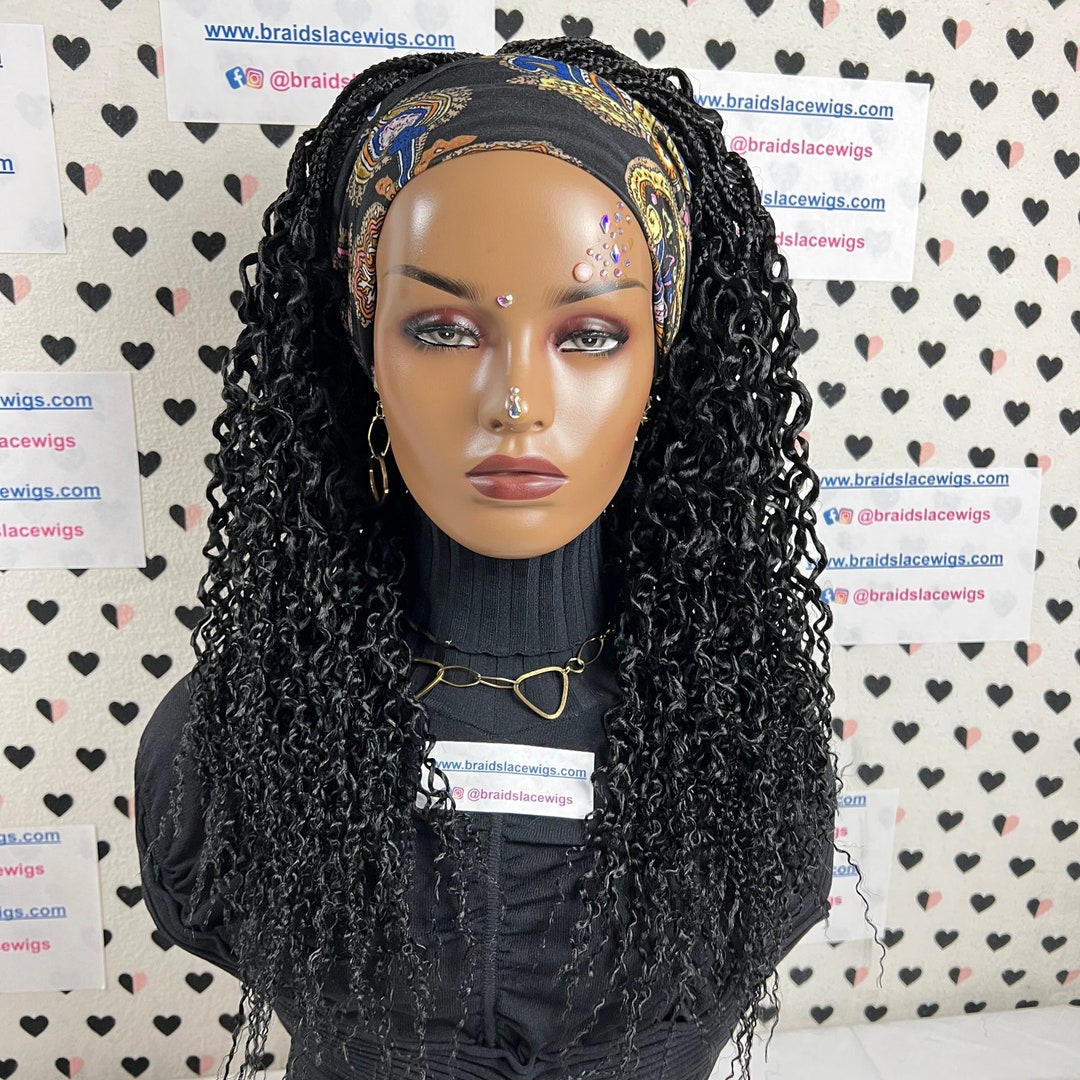 Curly Braids Headband Wig Braided Head Band Wig Medium Braid Box Braids