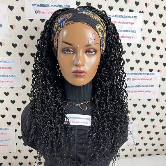 Curly Braids Headband Wig Braided Head Band Wig Medium Braid Box