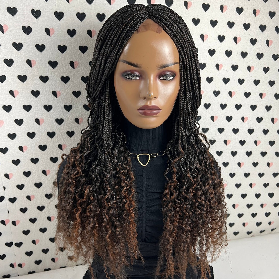 Long Curls Braided Lace Wig Goddess Box Braid Lace Front Wig Etsy