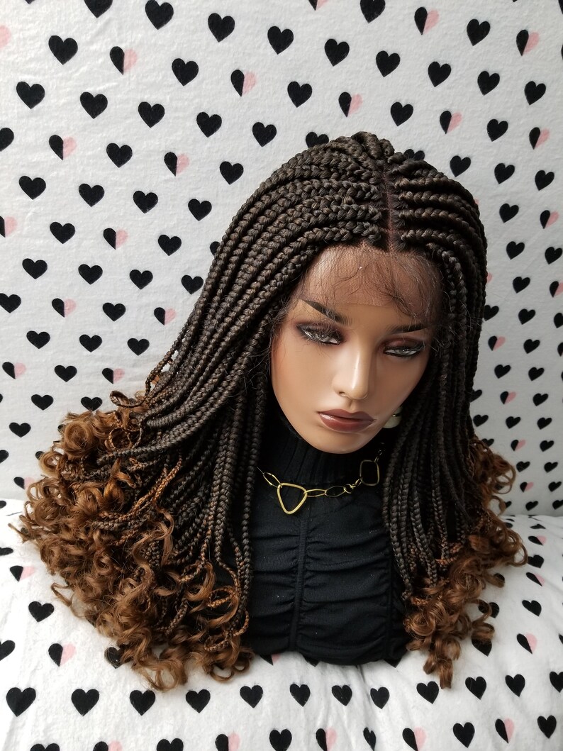 Braided Lace Wig Goddess Box Braid Lace Front Wig With Curly Etsy