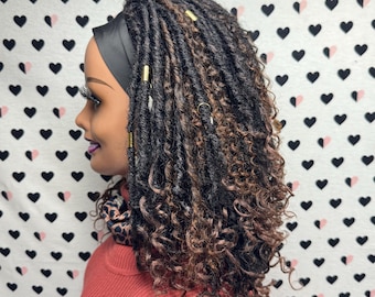 Geflochtene Perücke Mit Dreadlocks & Lockigen Spitzen – Synthetische Göttinnen-Perücke, Ombre, Für Freetress