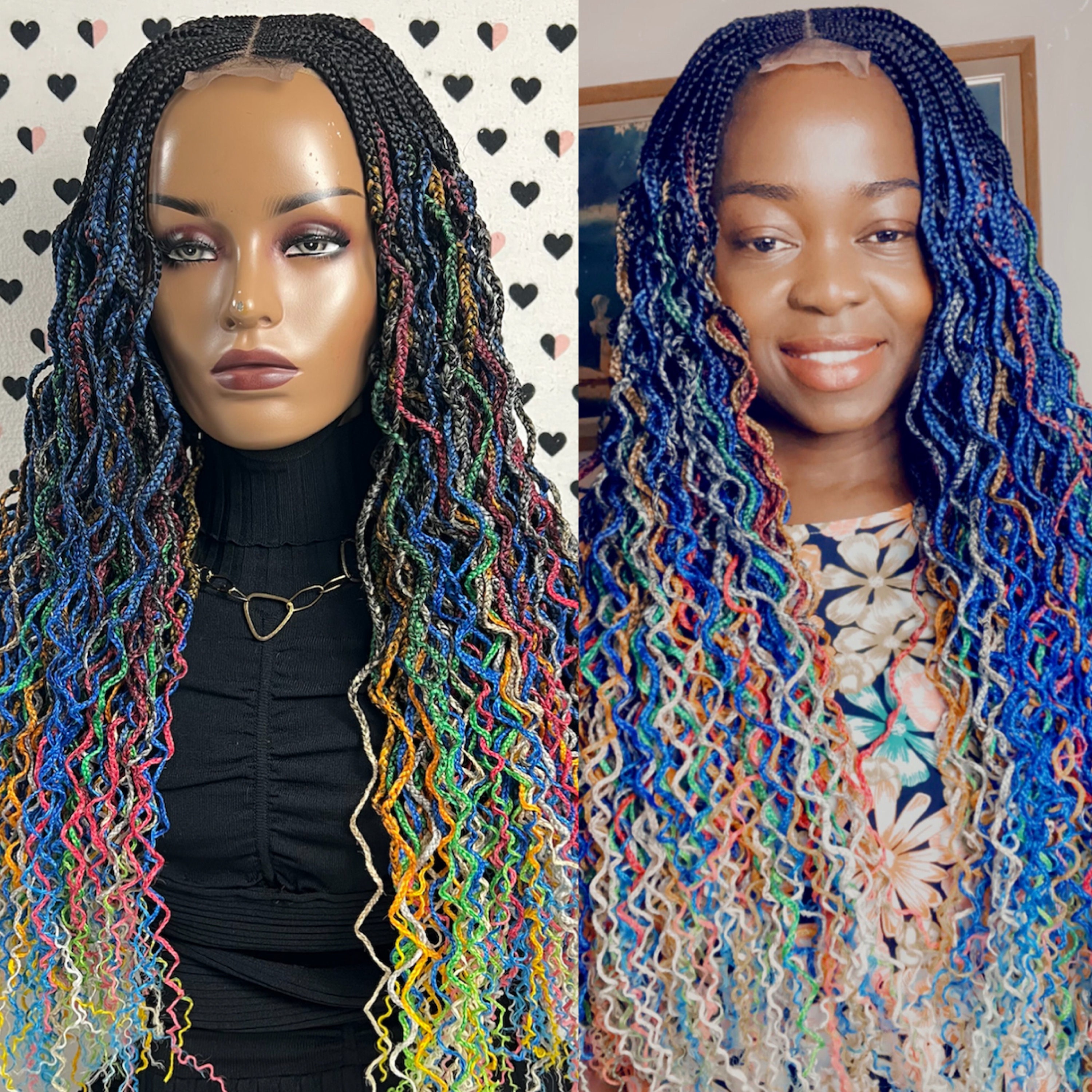 Rainbow Braids Wig - Etsy