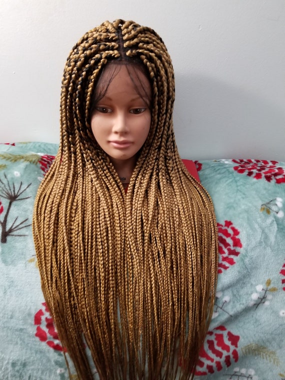 Handmade Box Braids Braided Lace Front Wig Color 27 Blonde