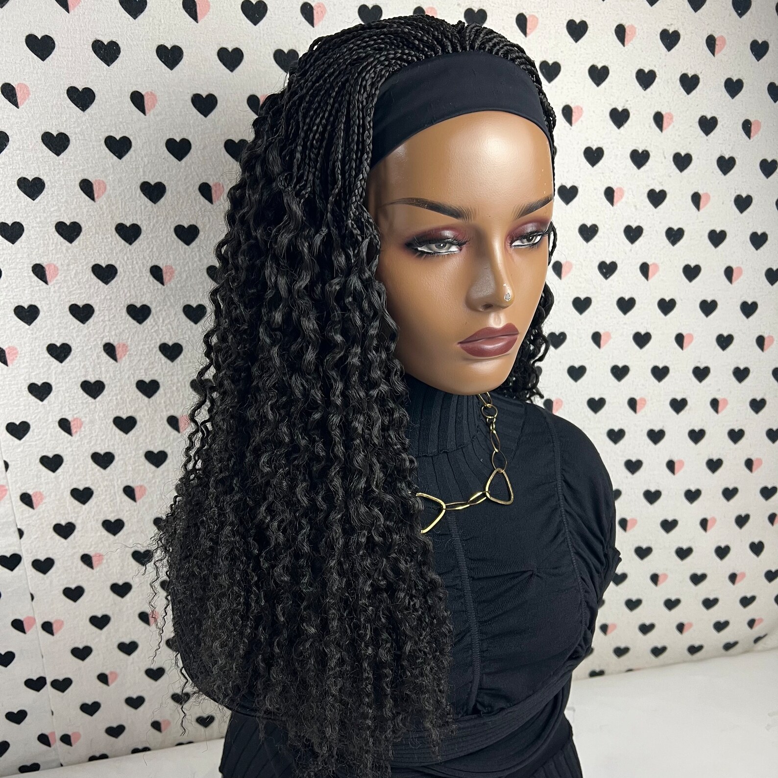 Curly Braids Headband Wig Braided Head Band Wig Small Braid Etsy