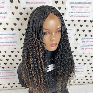 Handmade Curly Braided Wig: Black & 30 Highlight Goddess Box Braids