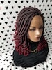 Handmade Box Braid Braided Lace Front Wig With Curly Ends Color 1b/Bug Red Ombre 