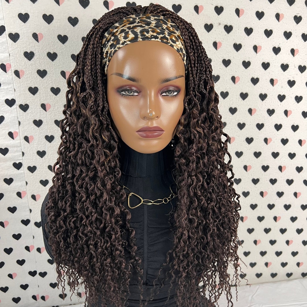 Curly Braids Headband Wig Braided Head Band Wig Medium Braid Etsy