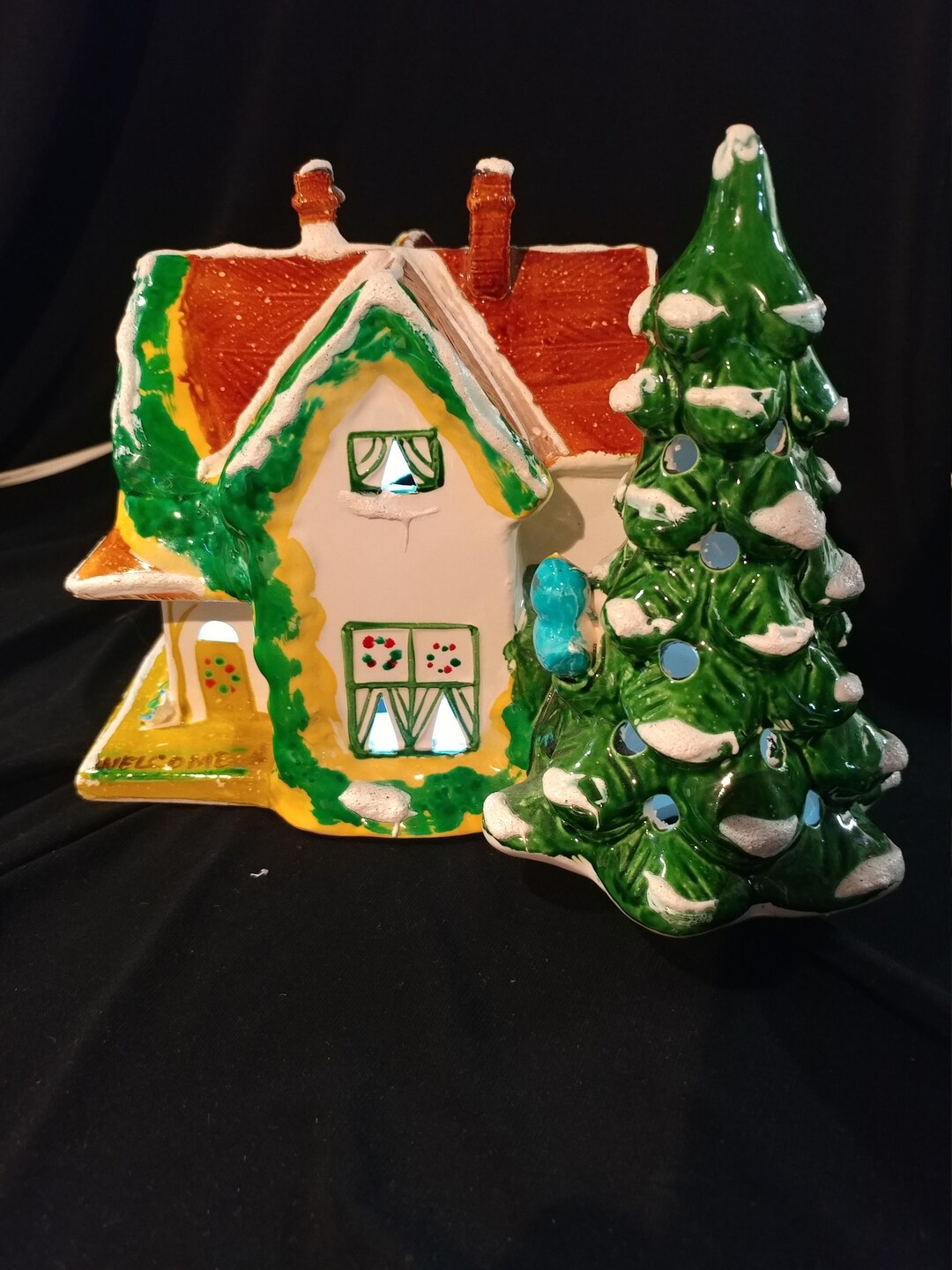 Vintage 1st Edition Porcelain Light up Christmas Village Etsy