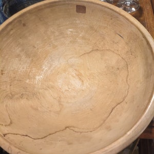 FREE SHIPPING- Vintage Hand Turned Beach Wood Baking/Proofing Bowl. Stamped &quot; Munising&quot; 13&quot; Diameters Across.