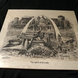 Vintage &quot;Spirit of St. Louis&quot; Resin Plaque- Signature on Lower Right Corner. Numbered 667/2500. Great Condition!