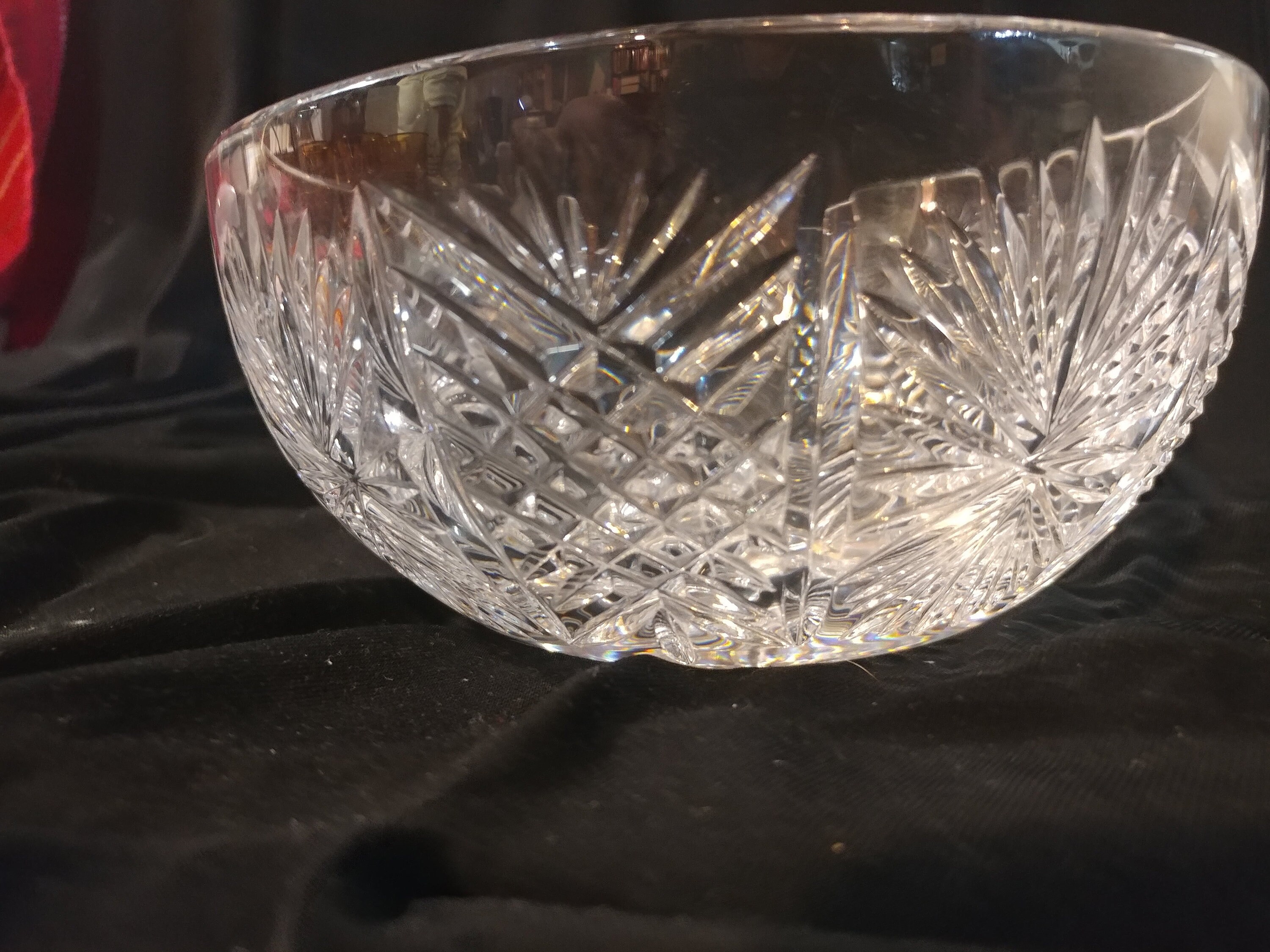 Tyrone Crystalクリスタル ボウル Vintage Tyrone Irish Crystal Bowl with Cut Starburst Rays, Fan