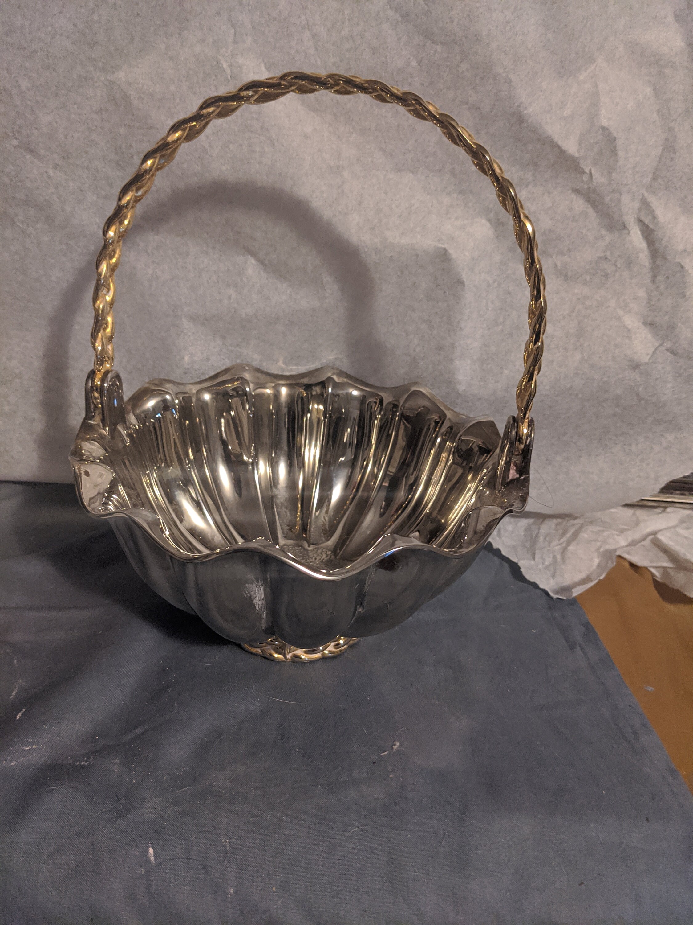 FREE SHIPPING Vintage Silver Plate Basket with Fluted Edges Etsy