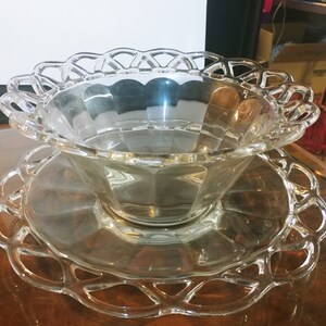 Vintage Imperial Glass Bowl with Under plate. Crochet Pattern