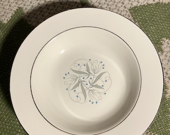 6-Vintage-Celeste-by Homer Laughlin-8 1/8" Rimmed Soup/Salad Bowls-MCM Atomic Style-Excellent Condition